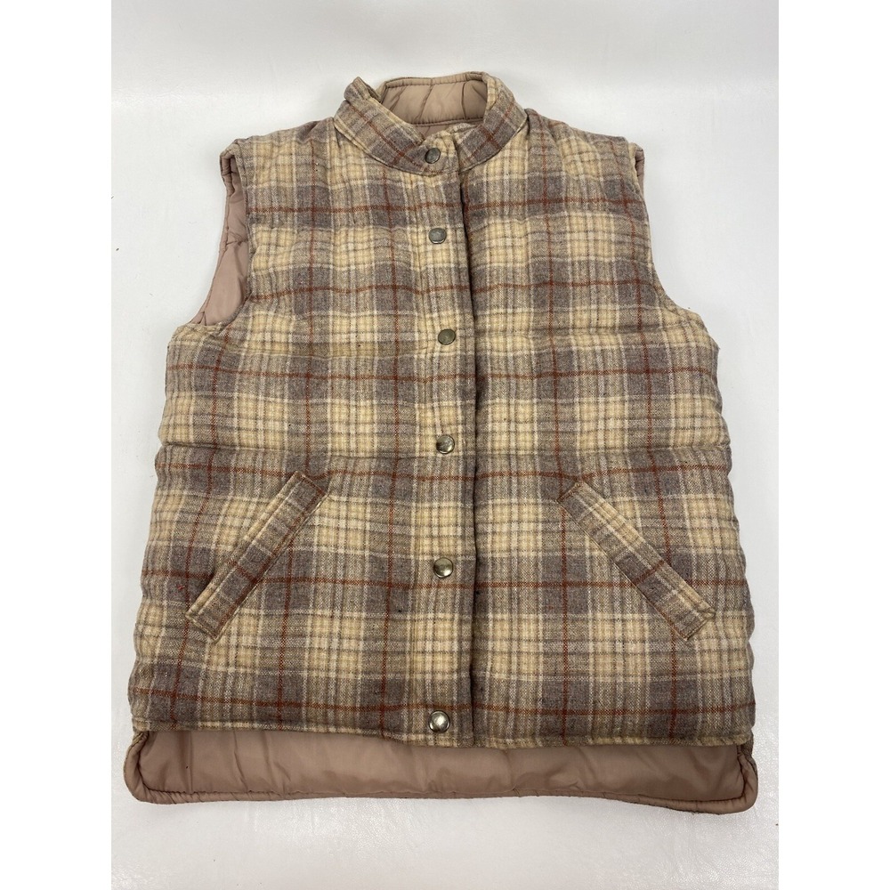 Peter Hankins Puffer Vest Reversible‎ Wool Plaid Mens Size M Vintage